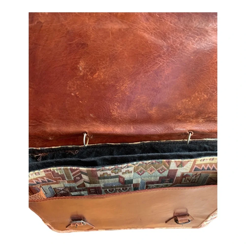 Echteleder vintage tapestry briefcase
